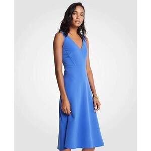 Ann Taylor Vibrant Blue V-Neck‎ Midi Flare Dress - NWT (New)